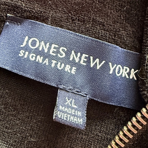 Jones New York xl velvet draw string waist black soft outdoor jacket sip up hood - Picture 4 of 5